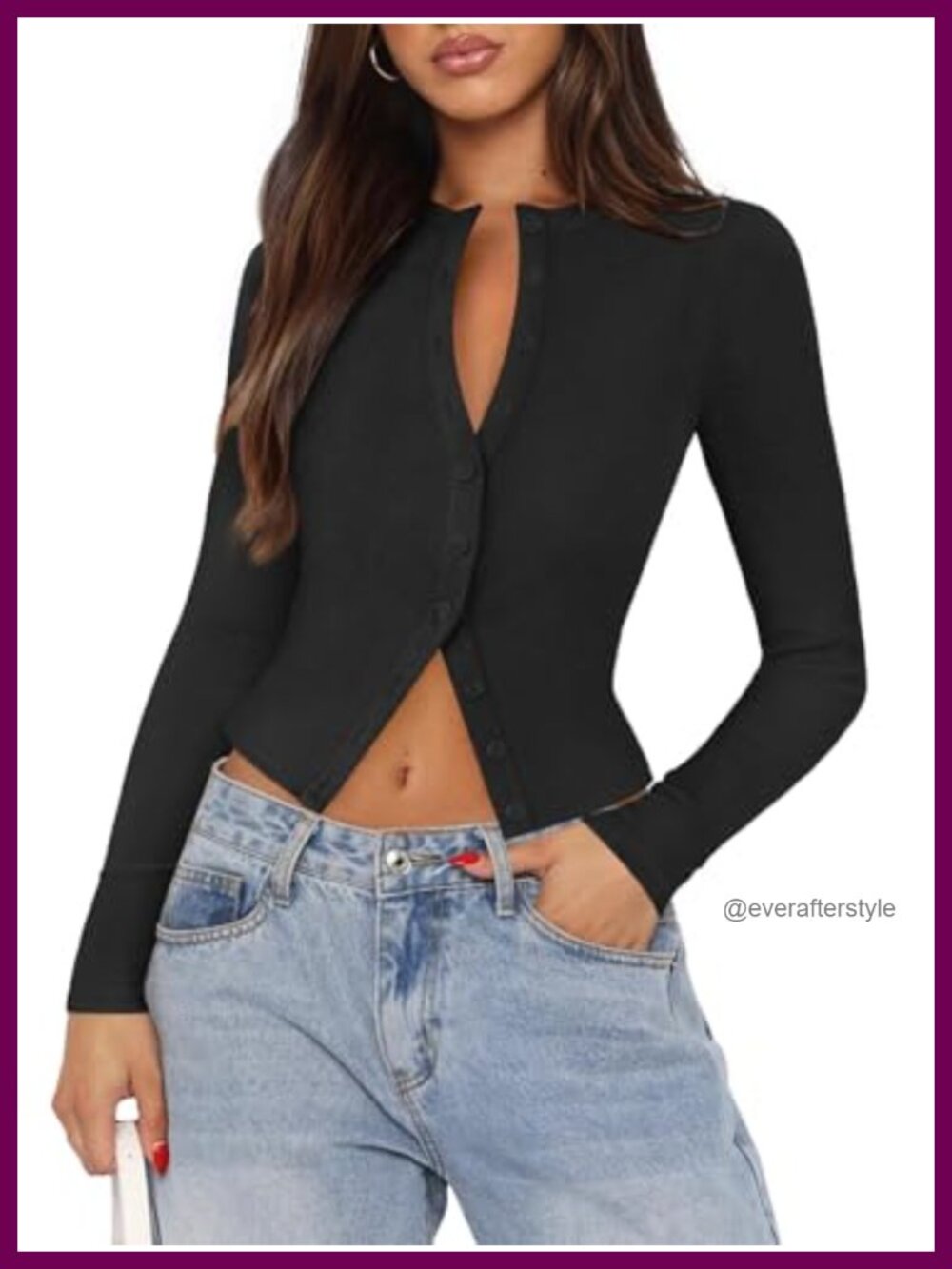 Ribbed Button Down Long Sleeve Slim Fit Cardigan Top